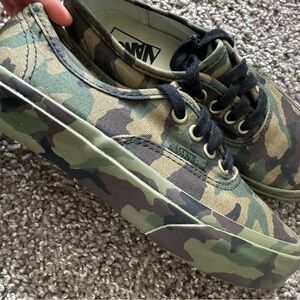Vans Kids Green Camouflage Sneakers